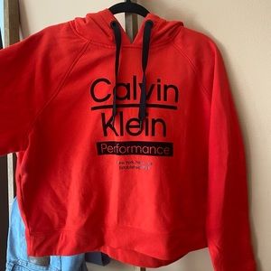 Calvin Klein Performance Cropped Red Hoodie